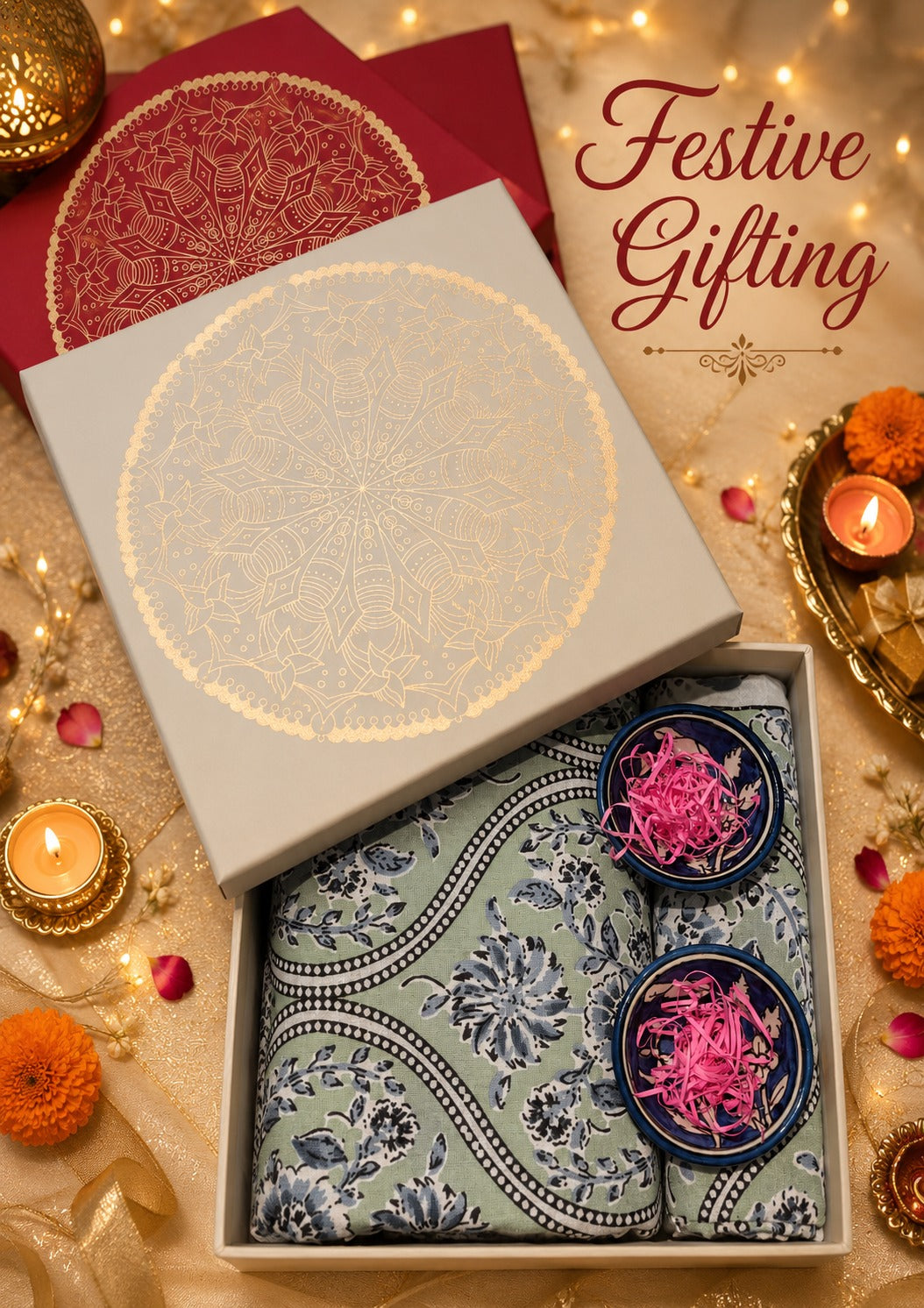 Premium Gift Combo - Bedsheet & Pottery Bowl Set