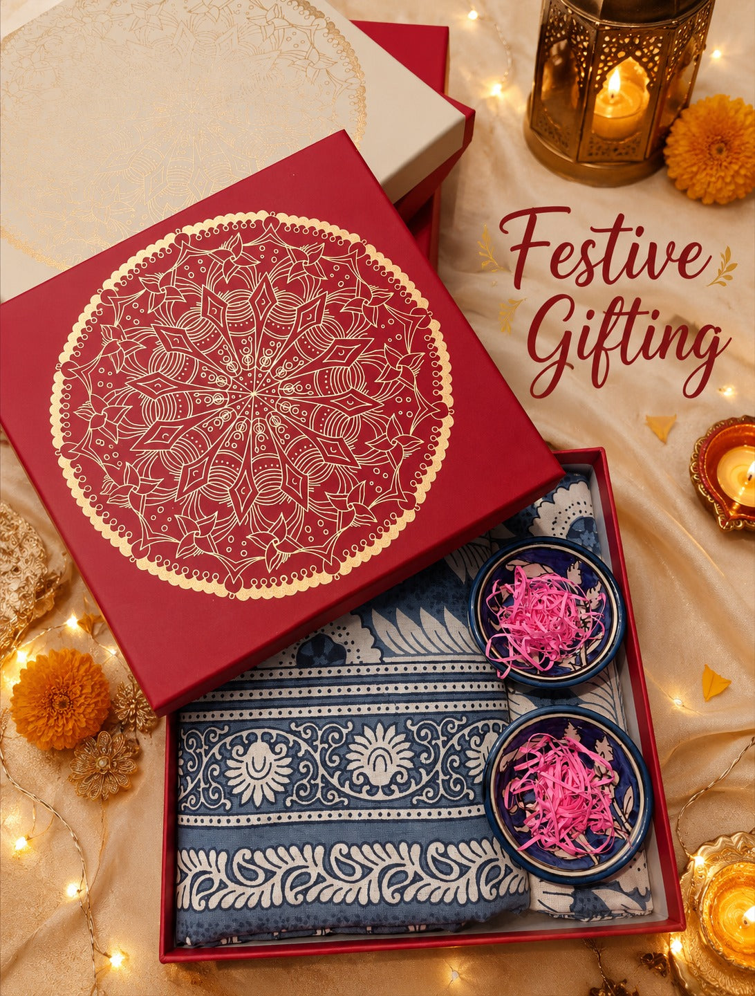 Premium Gift Combo - Bedsheet & Pottery Bowl Set