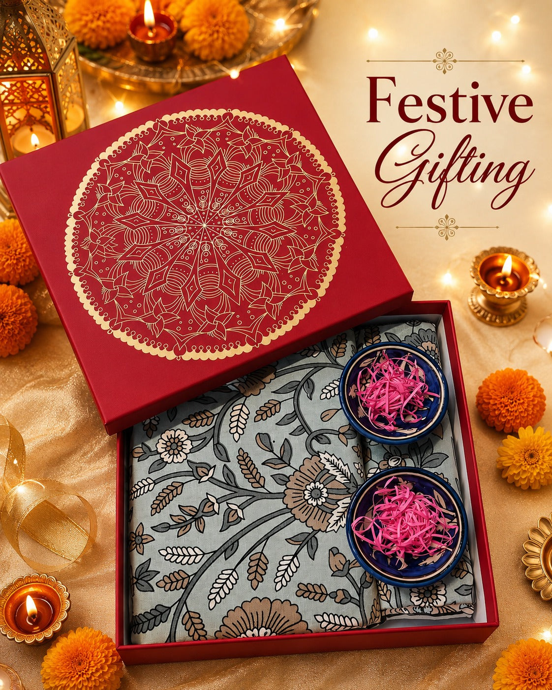 Premium Gift Combo - Bedsheet & Pottery Bowl Set