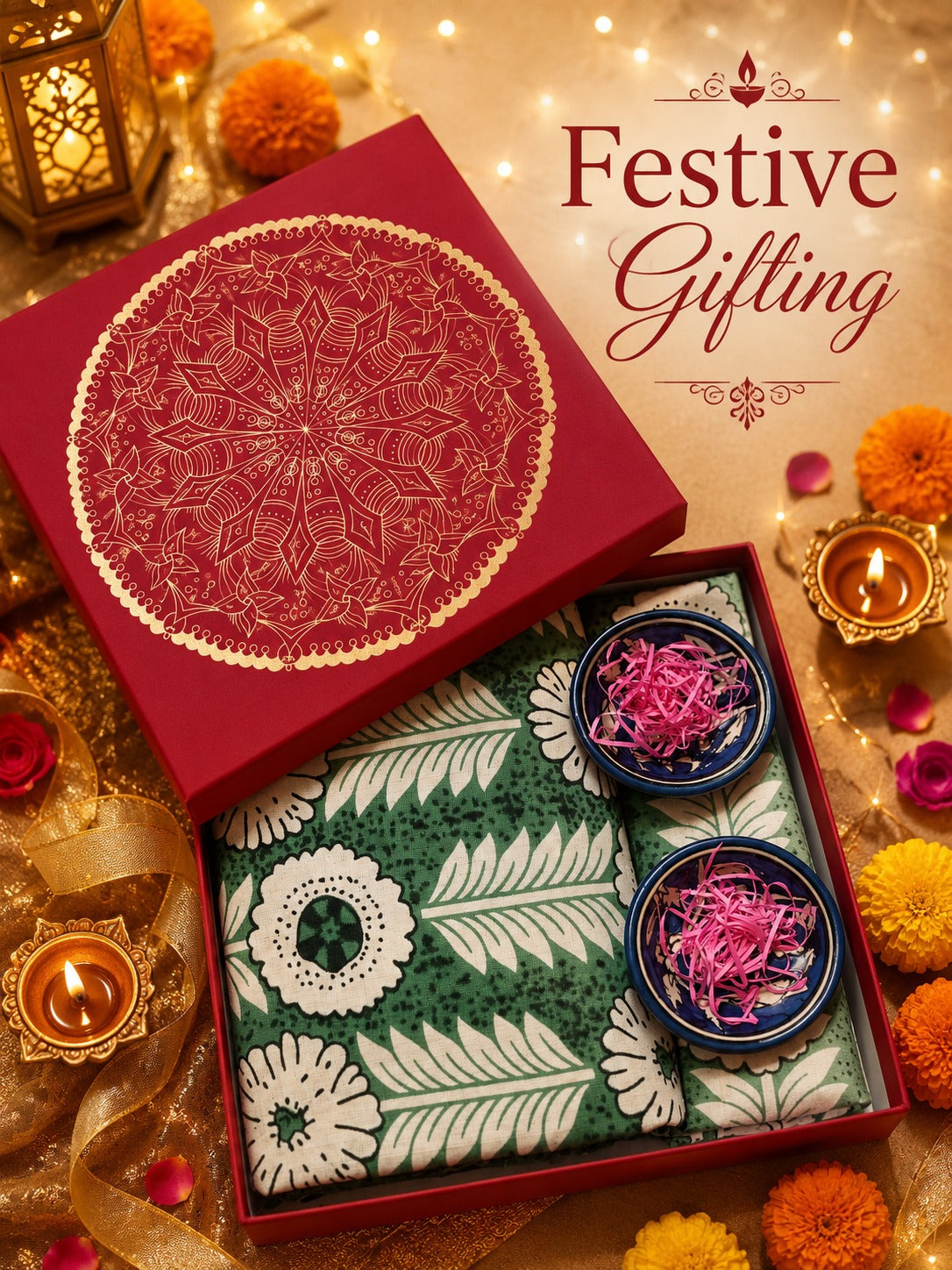 Premium Gift Combo - Bedsheet & Pottery Bowl Set