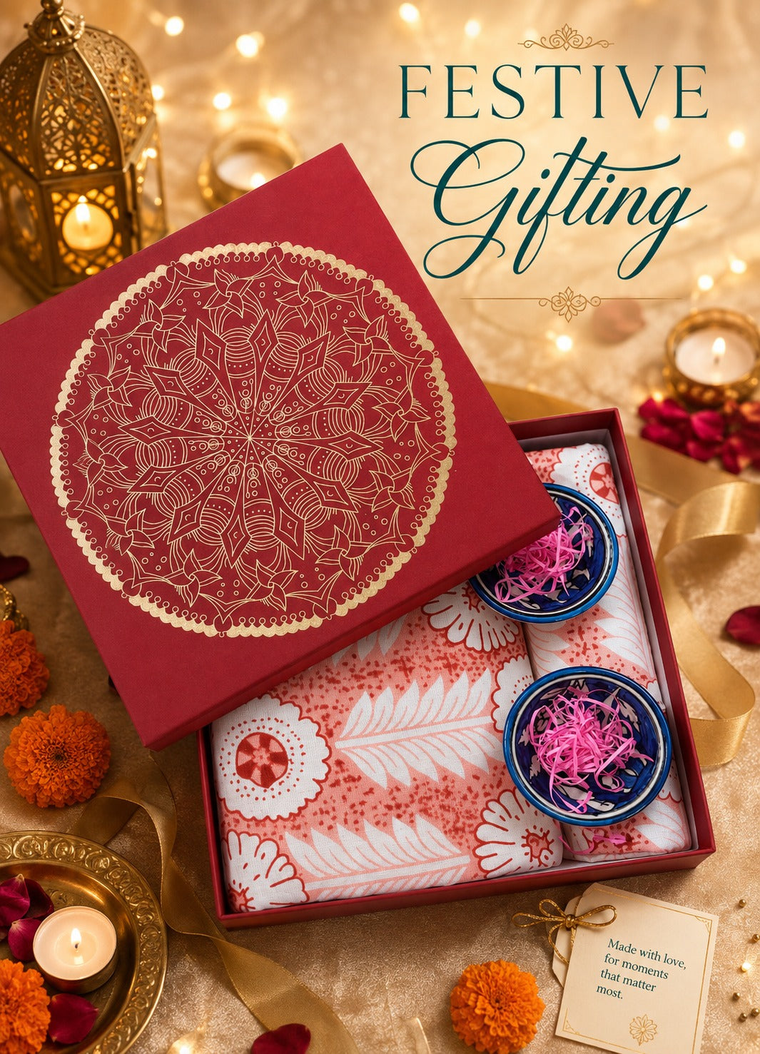 Premium Gift Combo - Bedsheet & Pottery Bowl Set