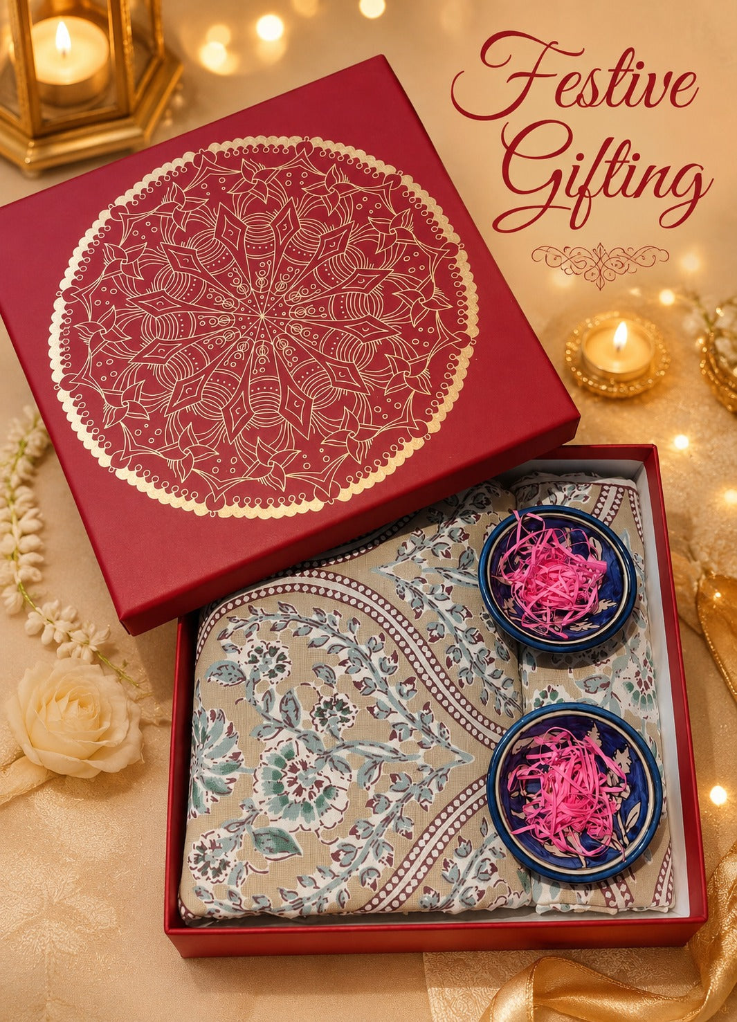 Premium Gift Combo - Bedsheet & Pottery Bowl Set