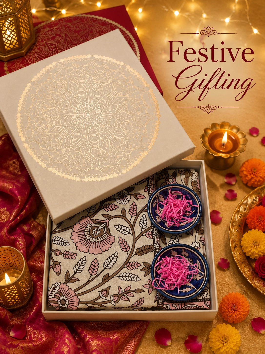 Premium Gift Combo - Bedsheet & Pottery Bowl Set