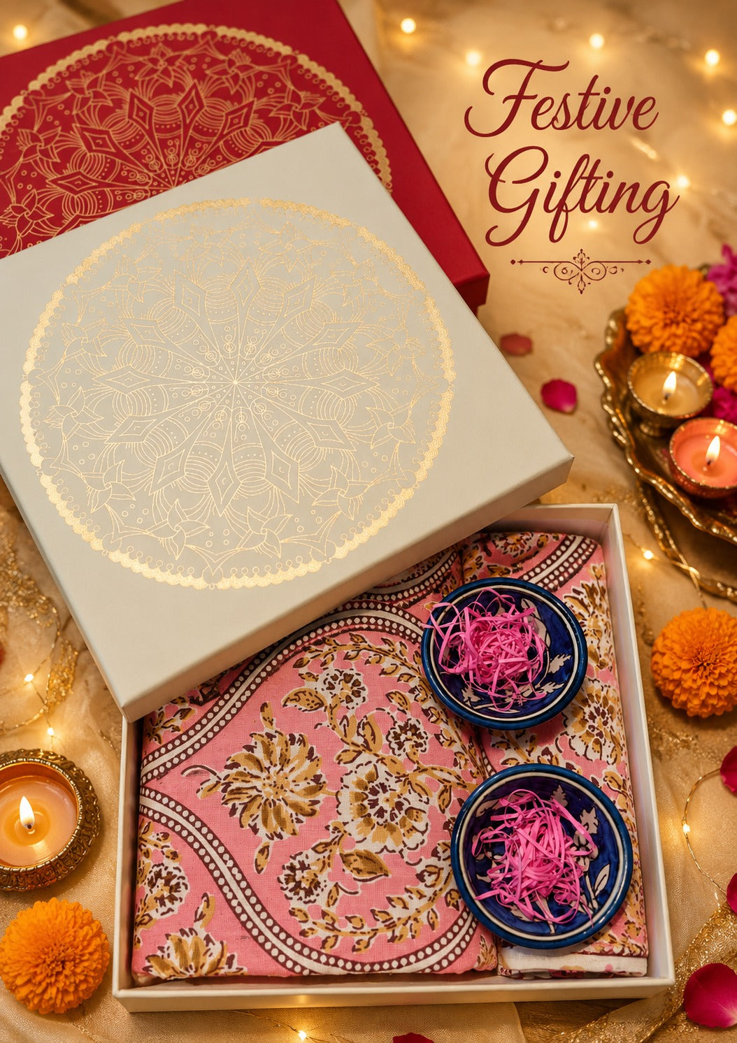 Premium Gift Combo - Bedsheet & Pottery Bowl Set