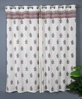 Hand Block Printed Slub Textured Curtains - Set of 2