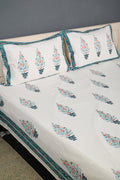 Handloom Cotton Block Printed Double Bedcover Set