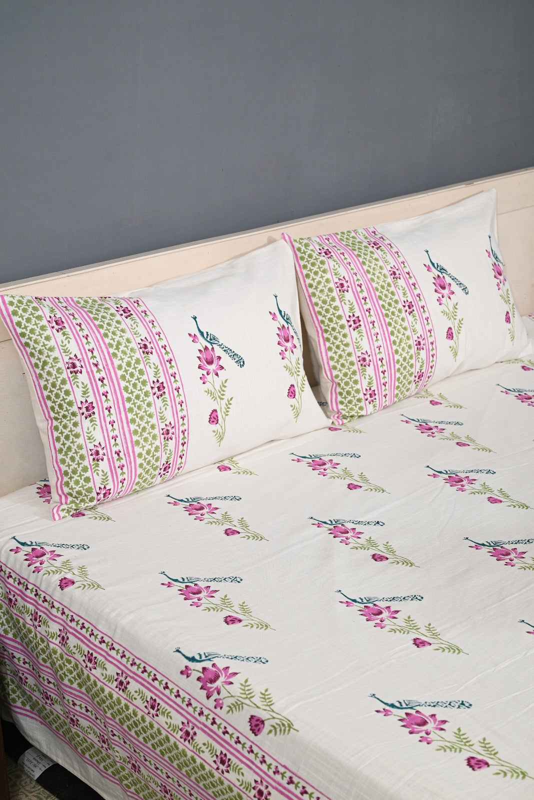 Handloom Cotton Block Printed Double Bedcover Set
