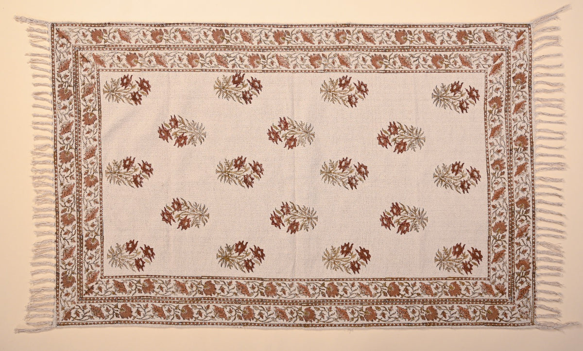 Hand Block Printed Handloom Cotton Dhurrie