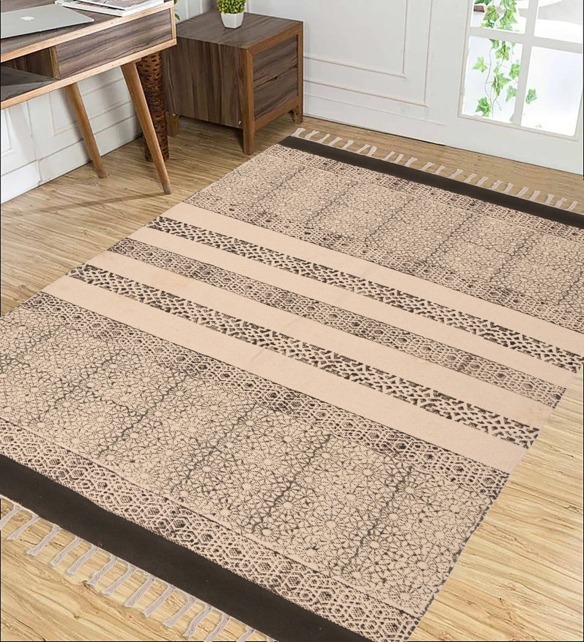 Hand Block Printed Handloom Cotton Dhurrie