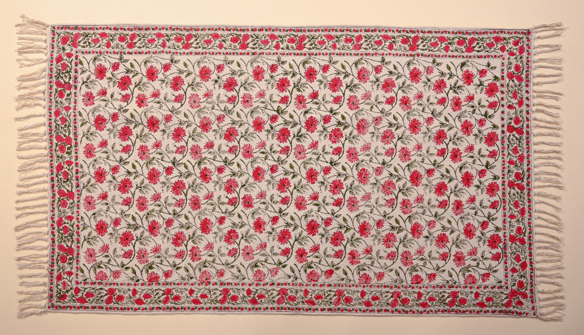 Hand Block Printed Handloom Cotton Dhurrie