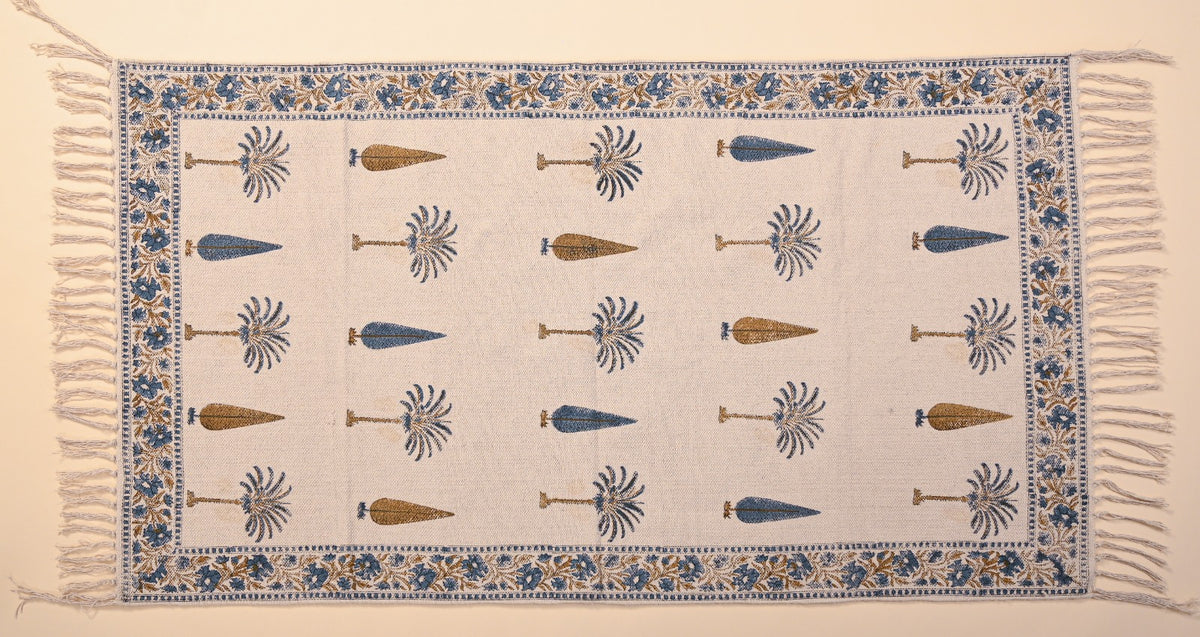 Hand Block Printed Handloom Cotton Dhurrie