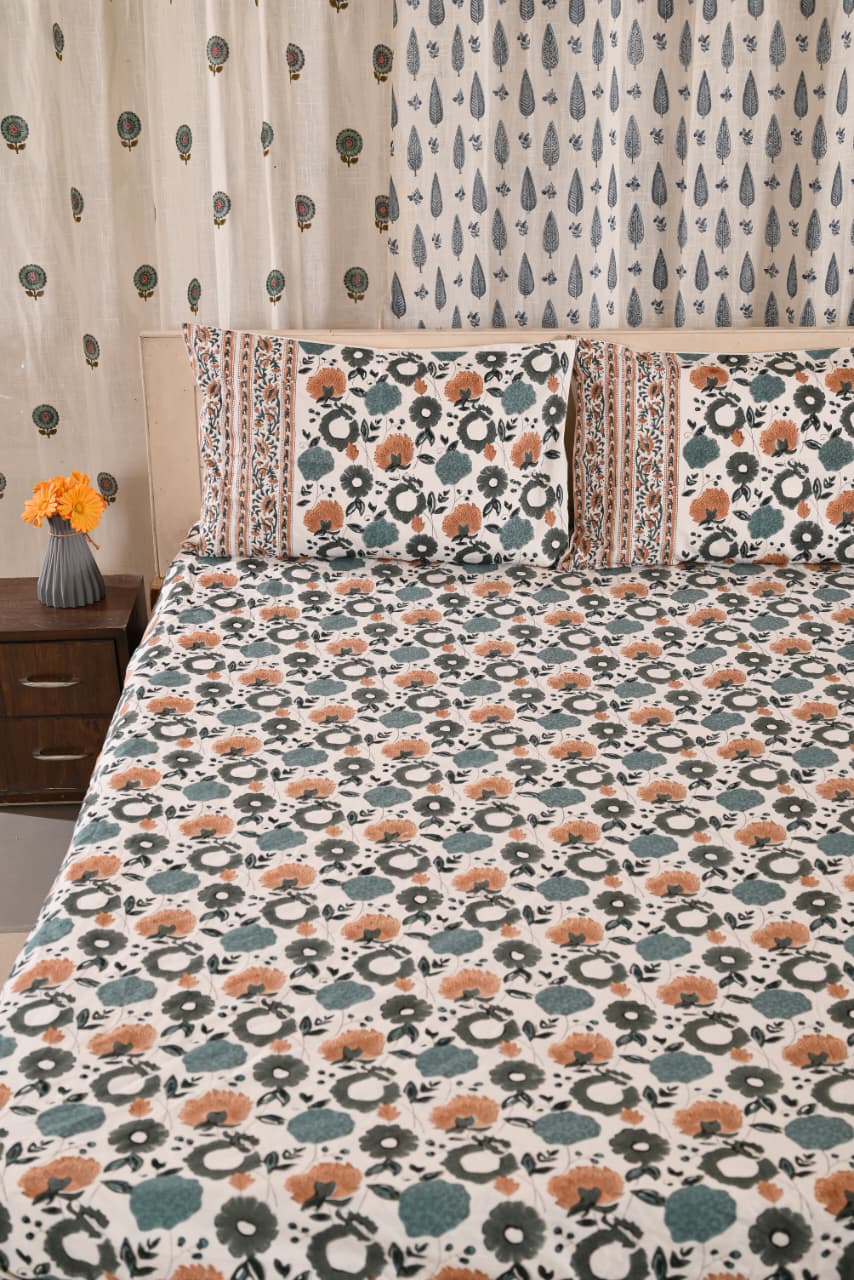 Premium Fitted Bedsheet Set with 2 Pillow Covers - Percale Cotton