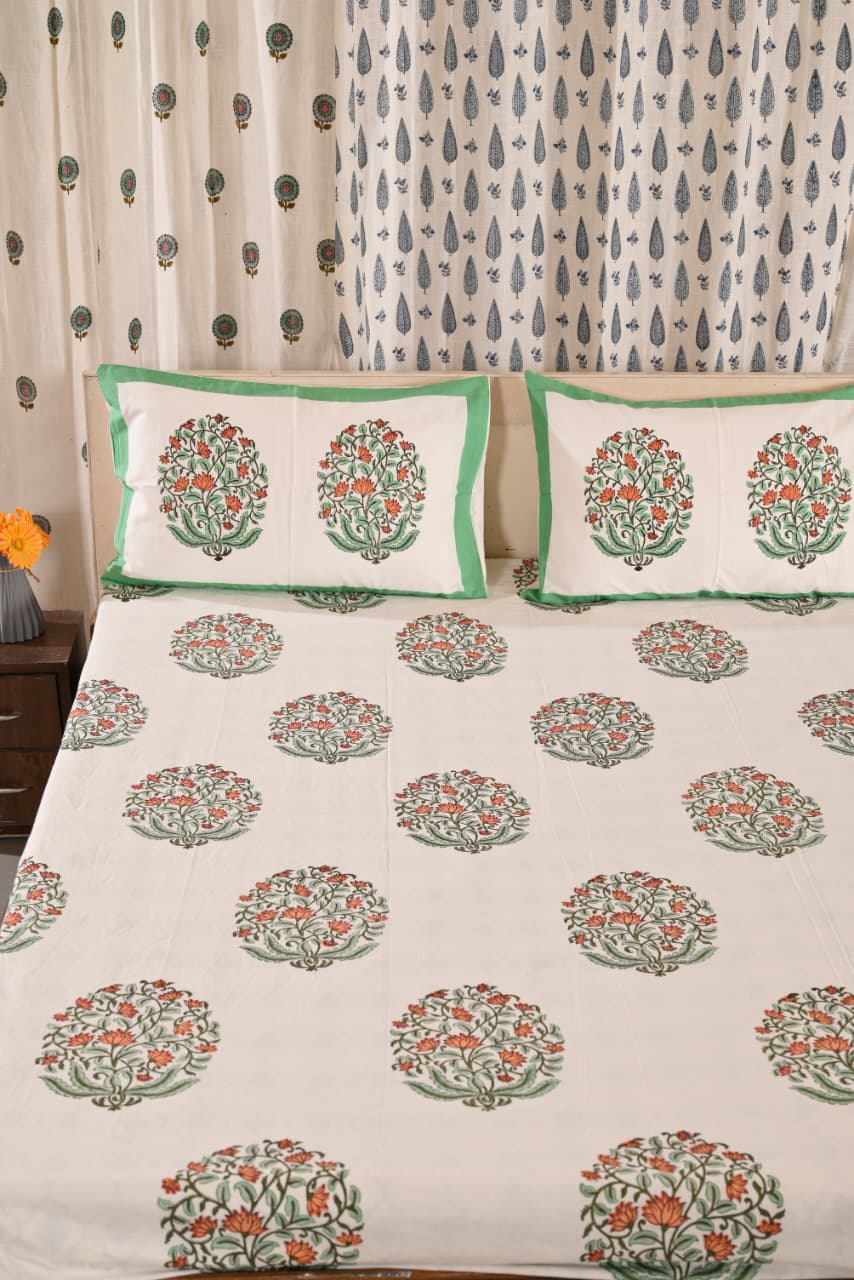Premium Fitted Bedsheet Set with 2 Pillow Covers - Percale Cotton