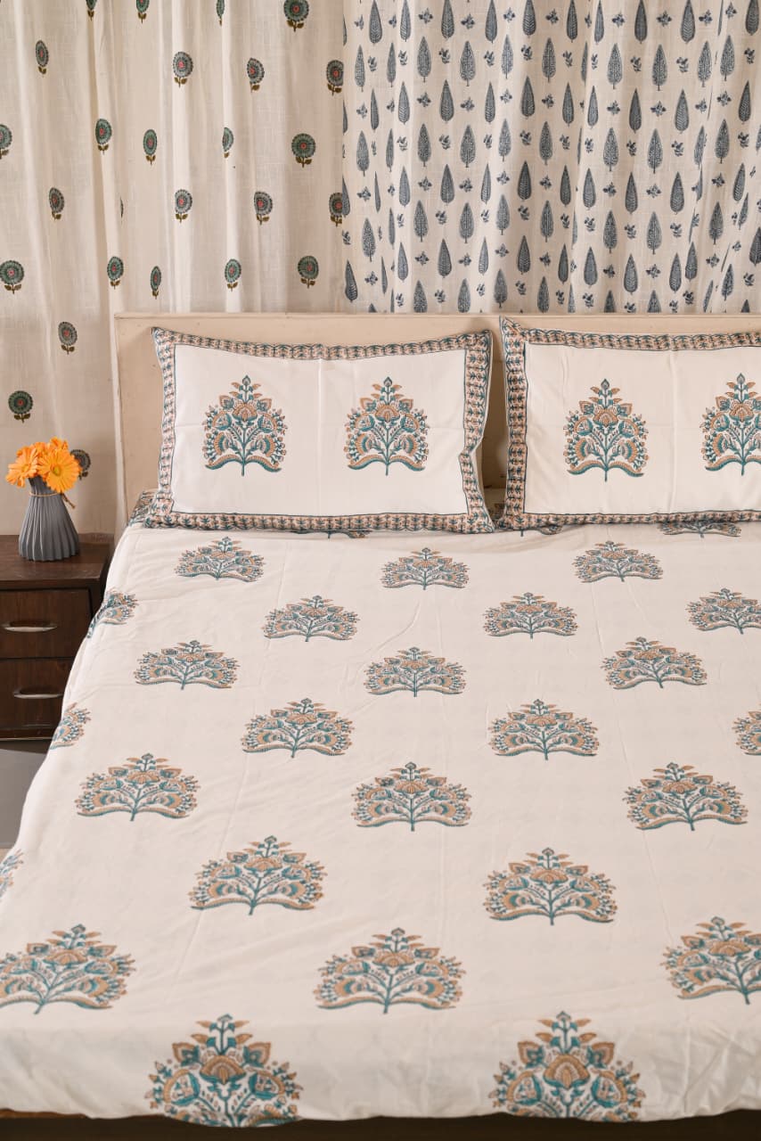 Premium Fitted Bedsheet Set with 2 Pillow Covers - Percale Cotton