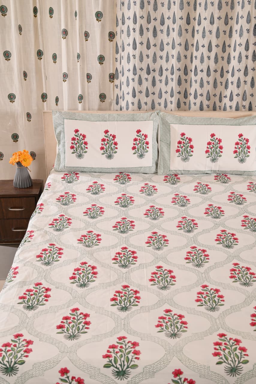 Premium Fitted Bedsheet Set with 2 Pillow Covers - Percale Cotton