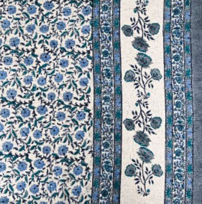 Handloom Cotton Jute Bedcover Set - Block Print