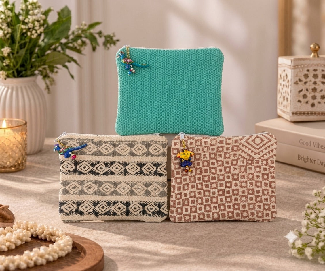 Handcrafted Block Print Kilim Pouch