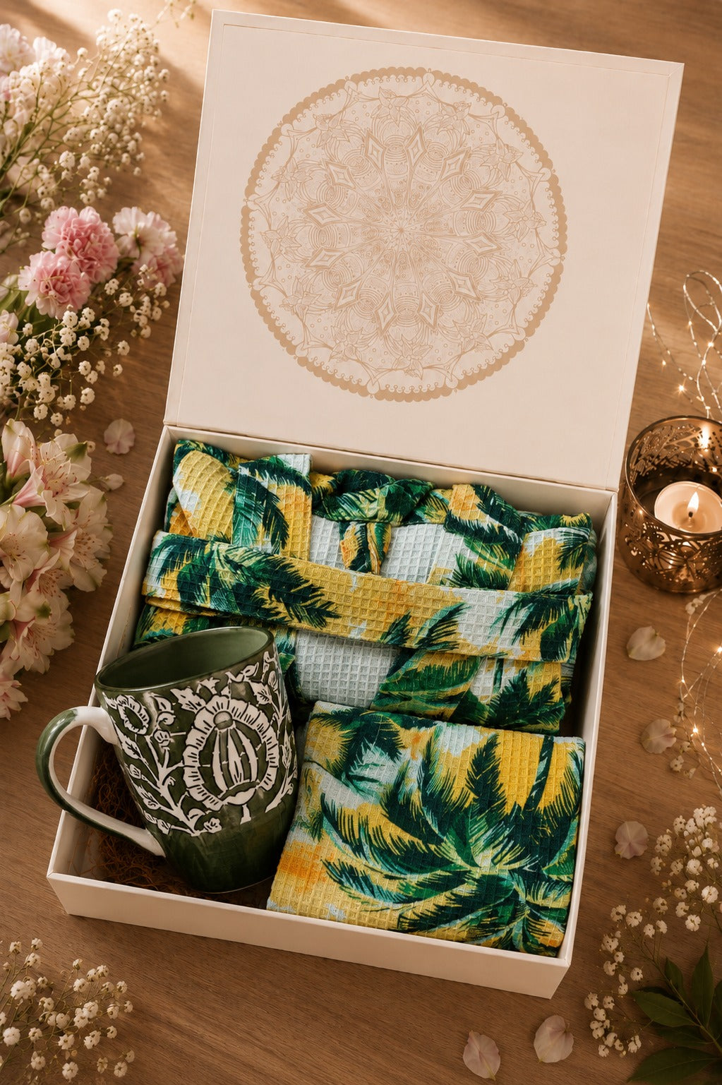 Premium Gift Combo - Bathrobe, Towel & Coffee Mug Set