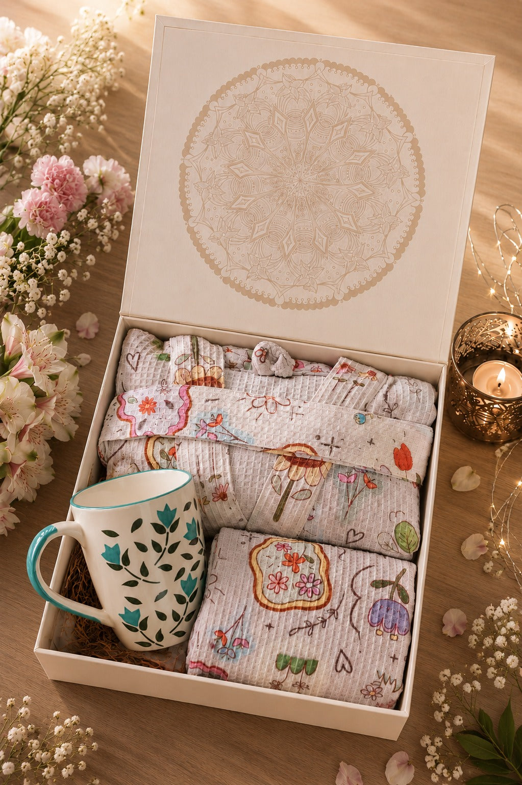 Premium Gift Combo - Bathrobe, Towel & Coffee Mug Set
