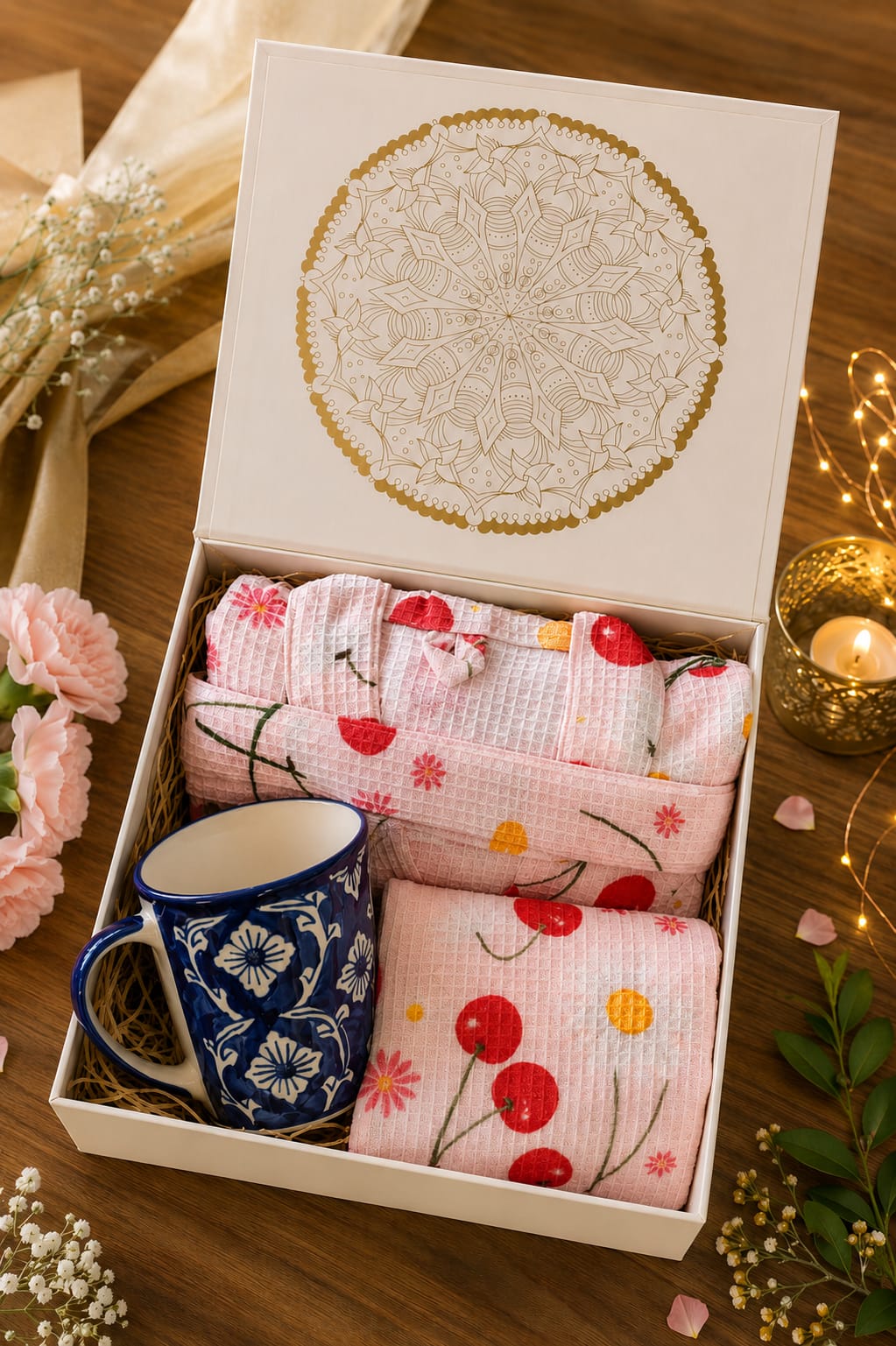Premium Gift Combo - Bathrobe, Towel & Coffee Mug Set
