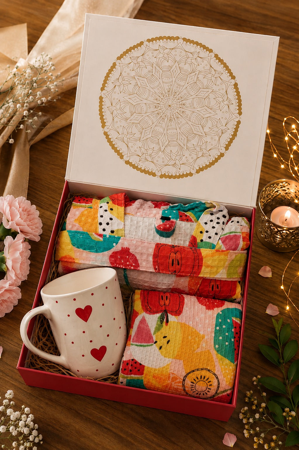 Premium Gift Combo - Bathrobe, Towel & Coffee Mug Set