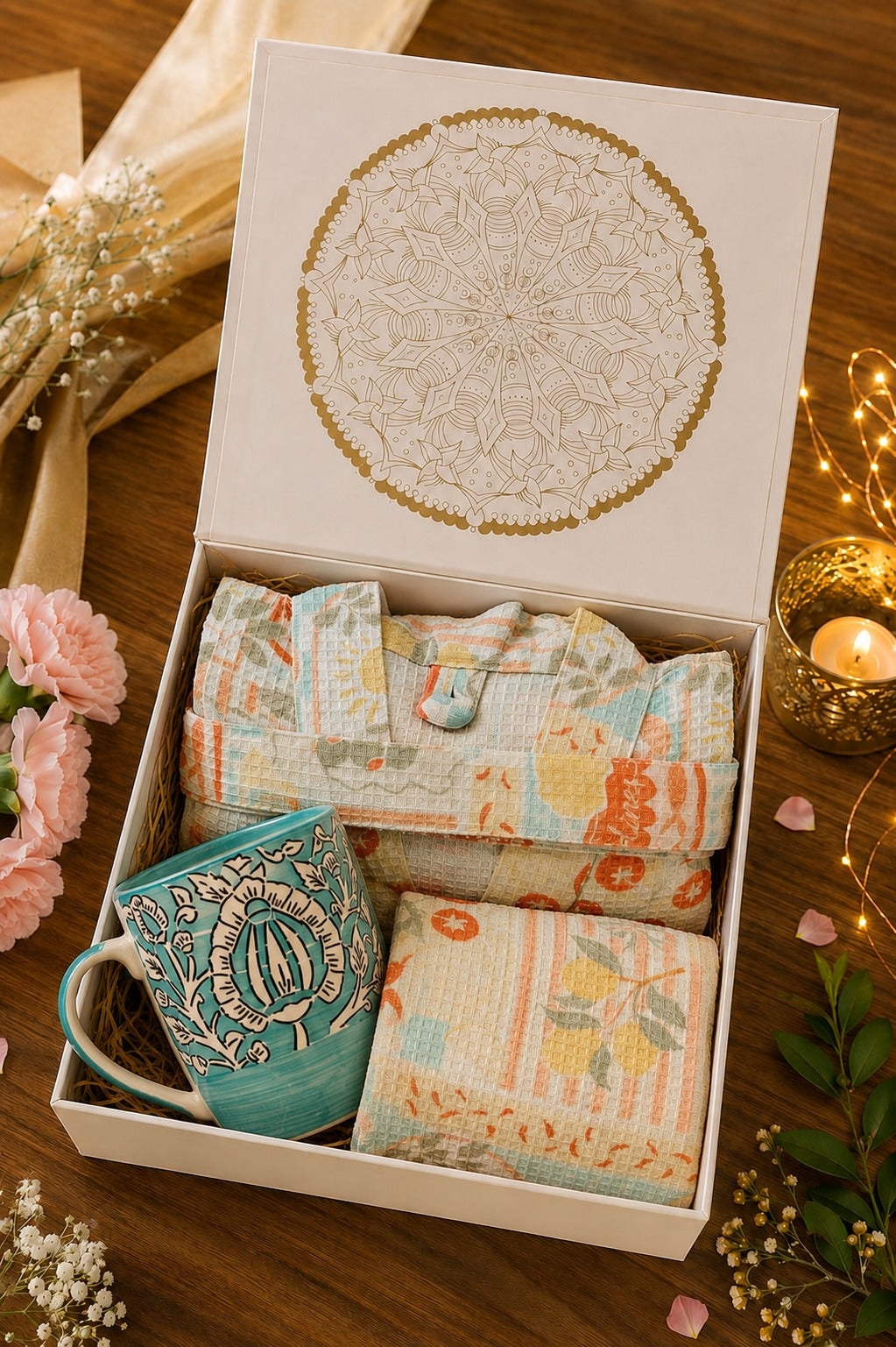 Premium Gift Combo - Bathrobe, Towel & Coffee Mug Set