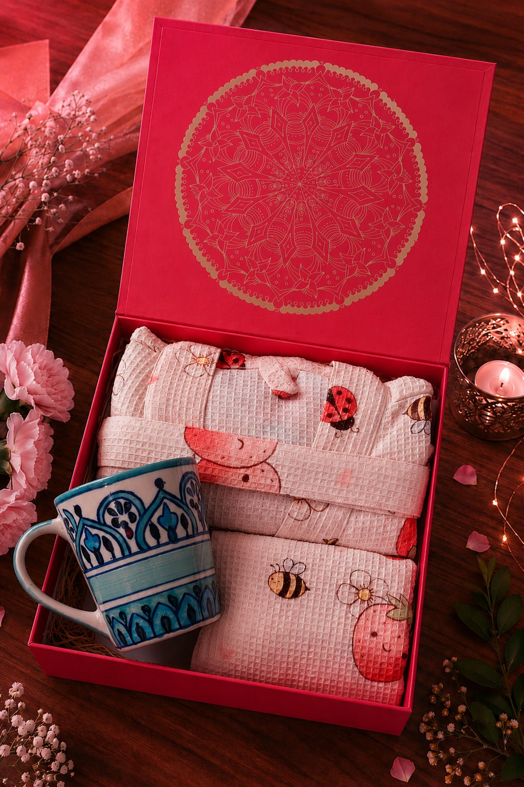 Premium Gift Combo - Bathrobe, Towel & Coffee Mug Set