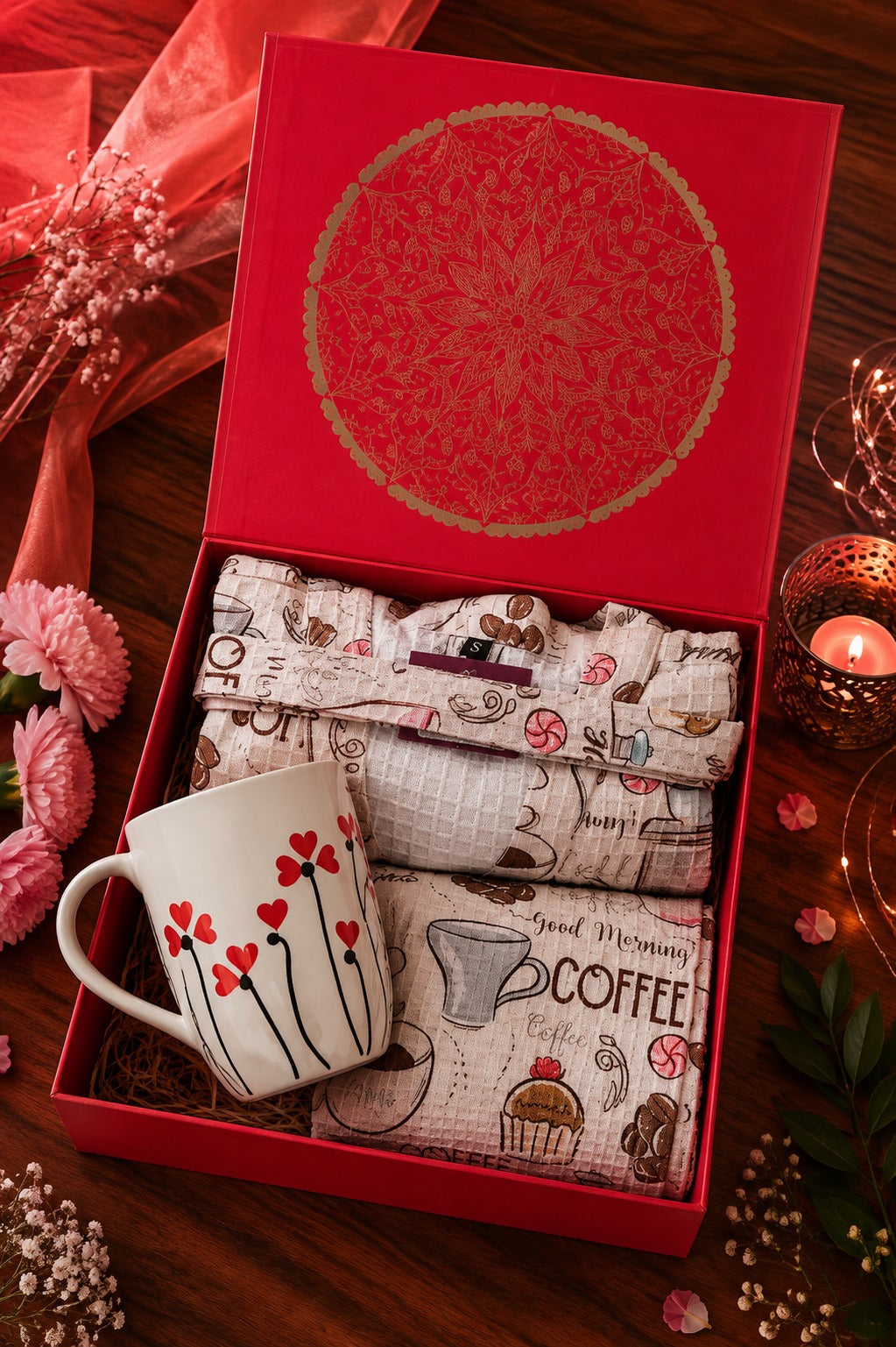 Premium Gift Combo - Bathrobe, Towel & Coffee Mug Set