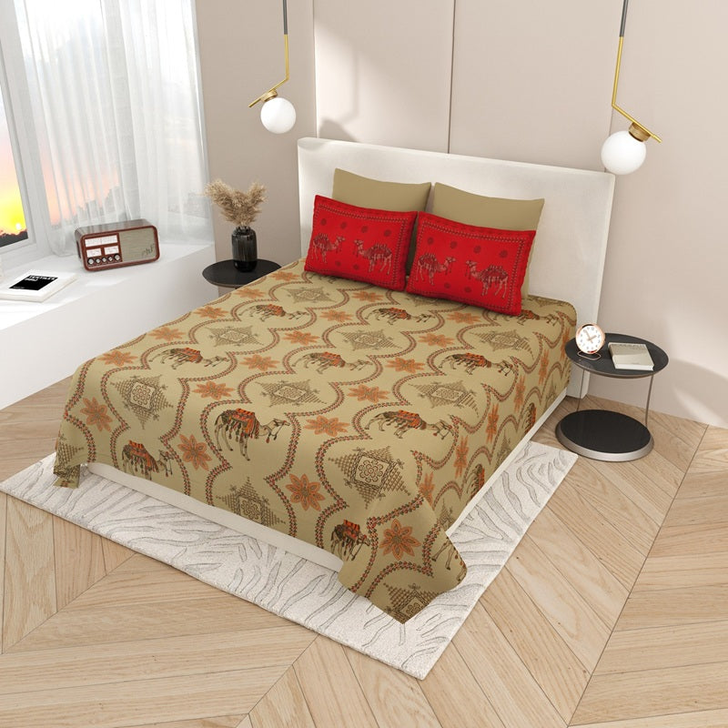 Kashida Bedsheet Set 108 x 108 in - 3 Pcs (Design 0018)