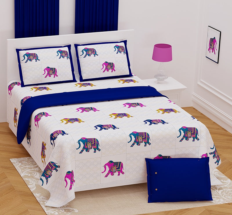Handwork Katha Bedsheet Set 108 x 108 in - 3 Pcs (Design 0025)