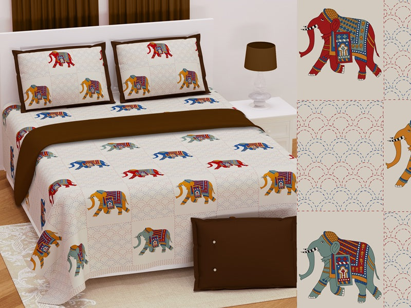 Handwork Katha Bedsheet Set 108 x 108 in - 3 Pcs (Design 0026)