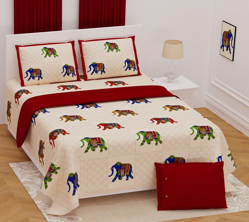 Handwork Katha Bedsheet Set 108 x 108 in - 3 Pcs (Design 0027)