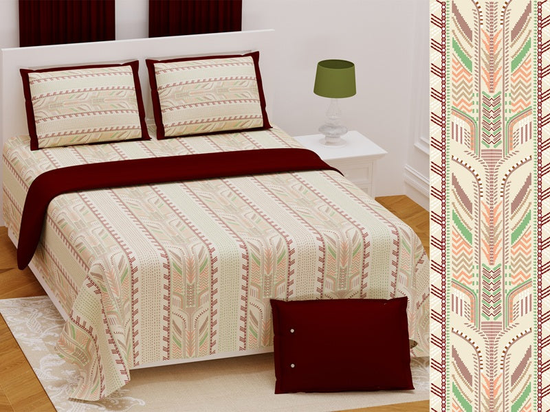 Handwork Katha Bedsheet Set 108 x 108 in - 3 Pcs (Design 0029)
