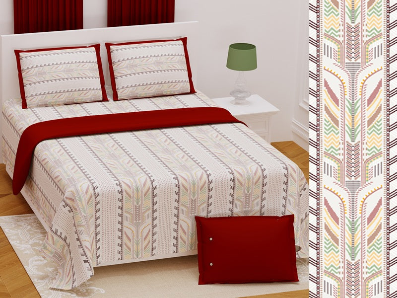 Handwork Katha Bedsheet Set 108 x 108 in - 3 Pcs (Design 0030)