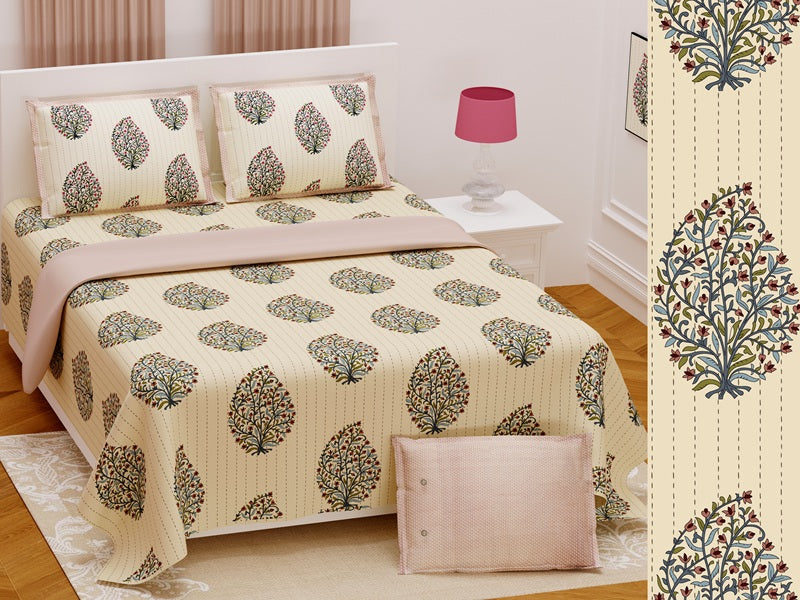 Handwork Katha Bedsheet Set 108 x 108 in - 3 Pcs (Design 0031)