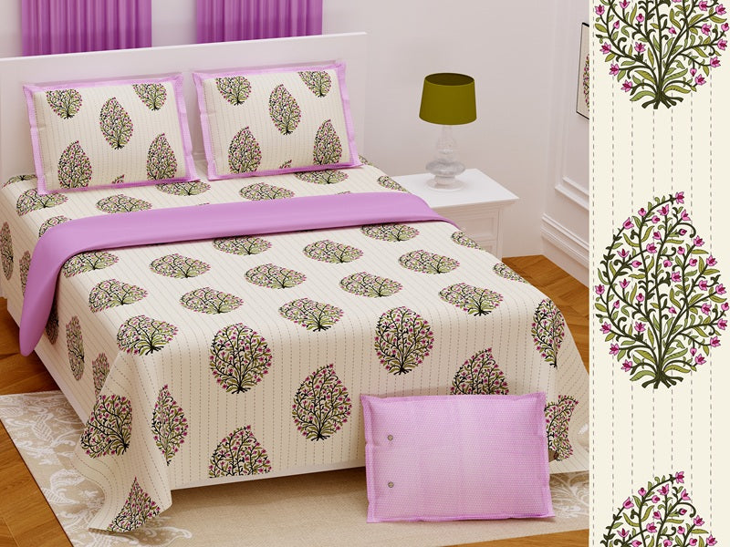 Handwork Katha Bedsheet Set 108 x 108 in - 3 Pcs (Design 0033)