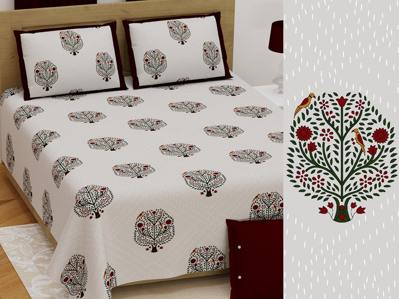 Handwork Katha Bedsheet Set 108 x 108 in - 3 Pcs (Design 0037)