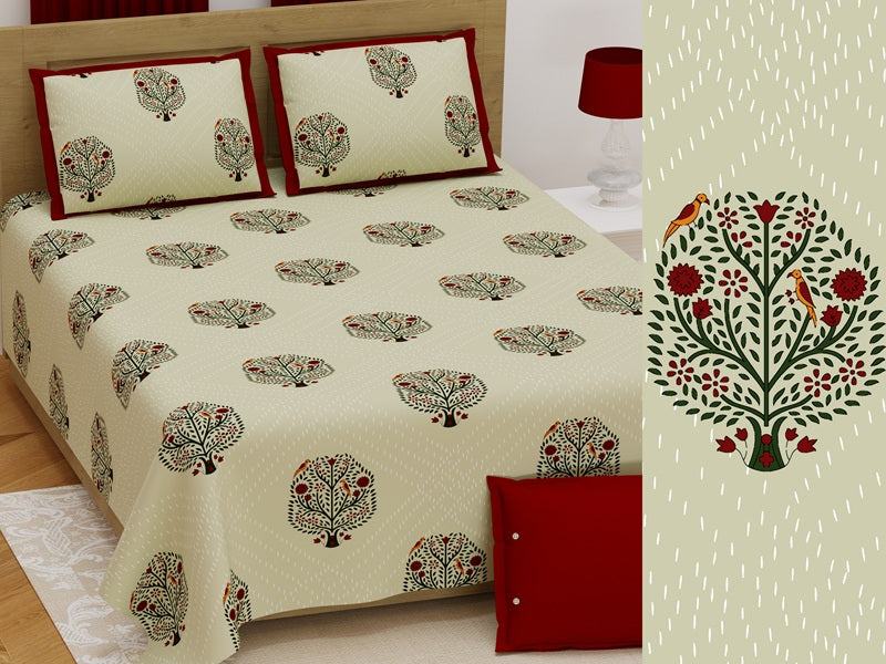 Handwork Katha Bedsheet Set 108 x 108 in - 3 Pcs (Design 0039)