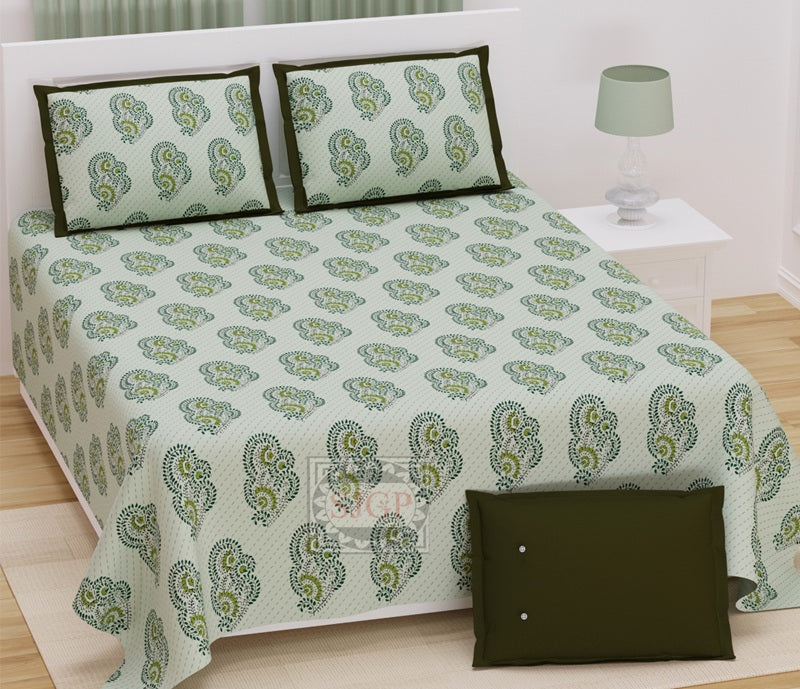 Handwork Katha Bedsheet Set 108 x 108 in - 3 Pcs (Design 0040)