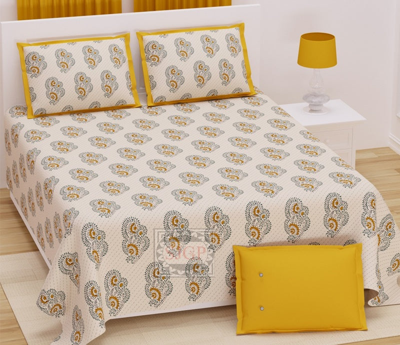 Handwork Katha Bedsheet Set 108 x 108 in - 3 Pcs (Design 0041)
