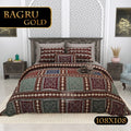 Bagru Gold Bedsheet Set 108 x 108 in - 3 Pcs (Design 0075)