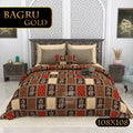 Bagru Gold Bedsheet Set 108 x 108 in - 3 Pcs (Design 0079)