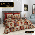 Bagru Gold Bedsheet Set 108 x 108 in - 3 Pcs (Design 0098)