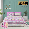 Gold Print Bedsheet Set 108 x 108 in - 3 Pcs (Design 0103)