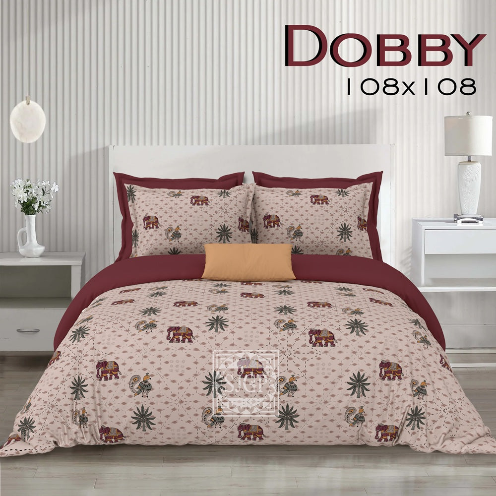 Dobby Bedsheet Set 108 x 108 in - 3 Pcs (Design 0175)