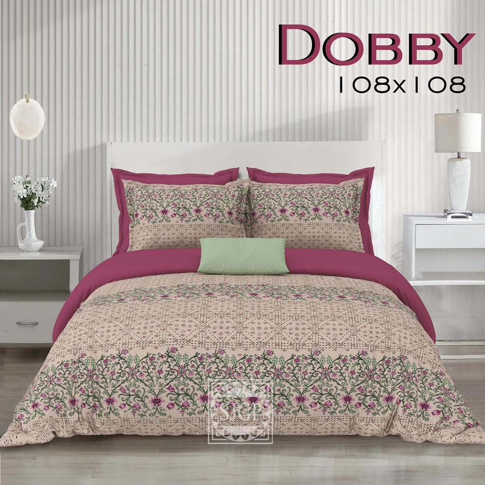 Dobby Bedsheet Set 108 x 108 in - 3 Pcs (Design 0182)