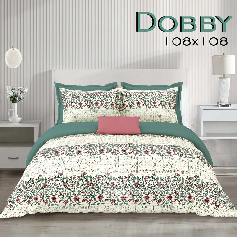 Dobby Bedsheet Set 108 x 108 in - 3 Pcs (Design 0183)