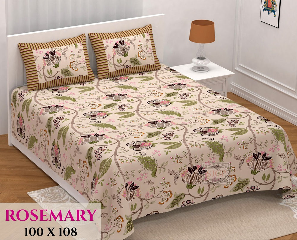 Rosemary Bedsheet Set 100 x 108 in - 3 Pcs (Design 0361)