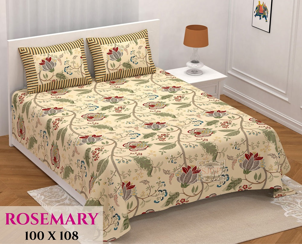 Rosemary Bedsheet Set 100 x 108 in - 3 Pcs (Design 0362)