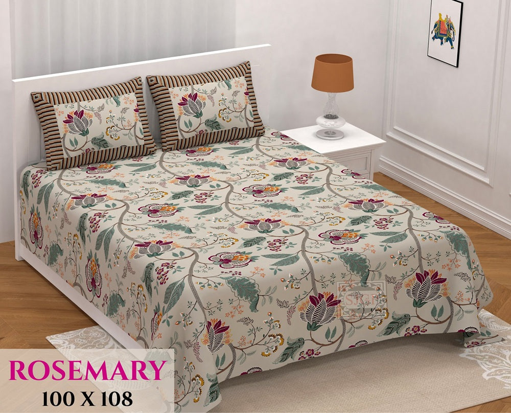 Rosemary Bedsheet Set 100 x 108 in - 3 Pcs (Design 0363)